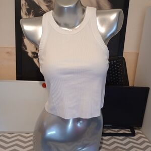 Aerie White Ribbed Crop Top